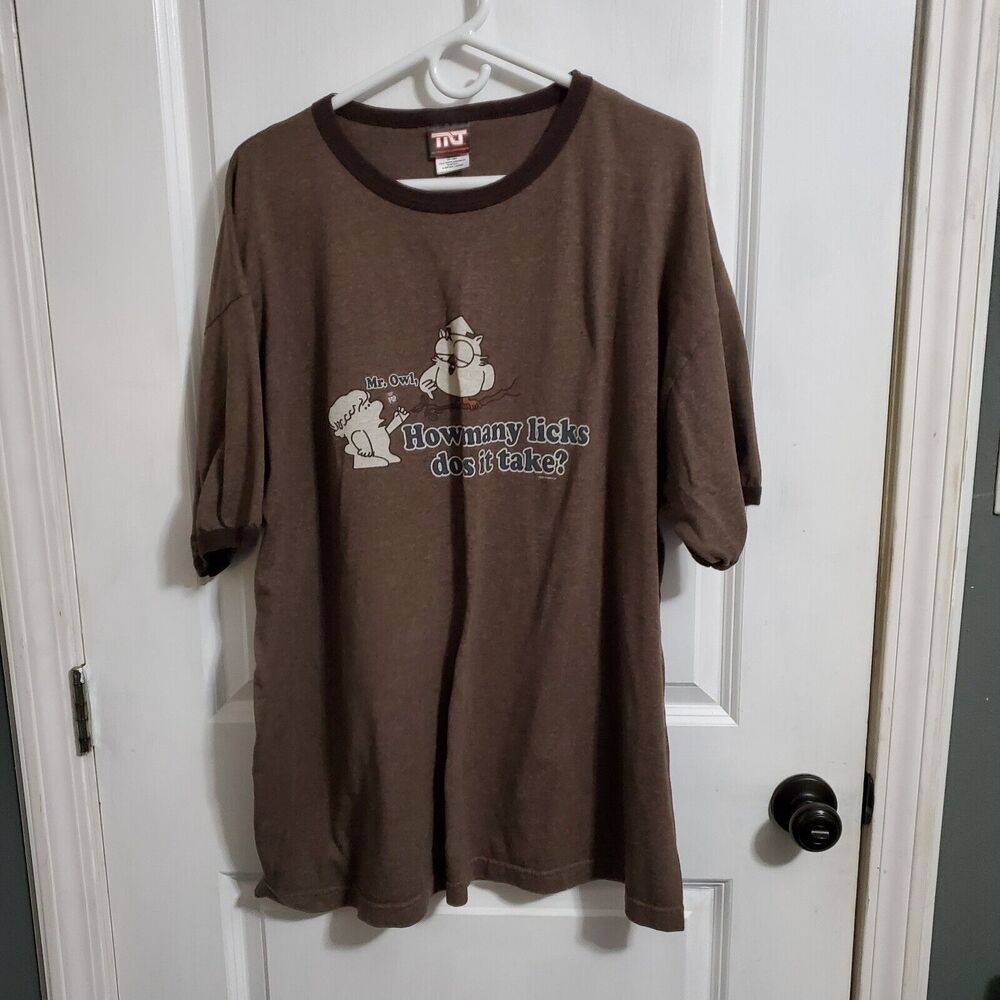 Classic Tootsie Roll Pop Owl How Many Licks Tee T-Shirt Brown XXL Three Licks